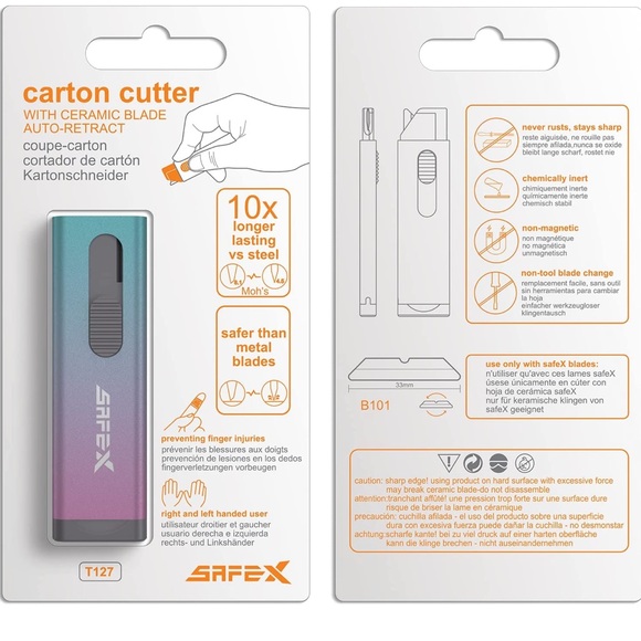 SAFEX Box Cutter Retractable Safety Ceramic Blade Manual Carton Cutter pink NWT - Picture 6 of 8